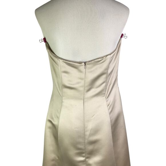 Jessica McClintock Gown Women 12 Cream Embroidered Floral Formal Dress Strapless - Picture 7 of 13